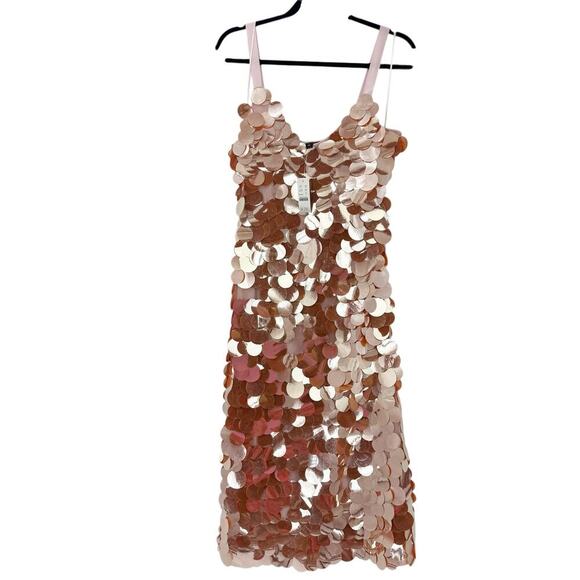 J. Crew Women's Circle-Sequin Midi Dress Sleeveless Peachy Pink Size 6 NWT - Picture 13 of 13